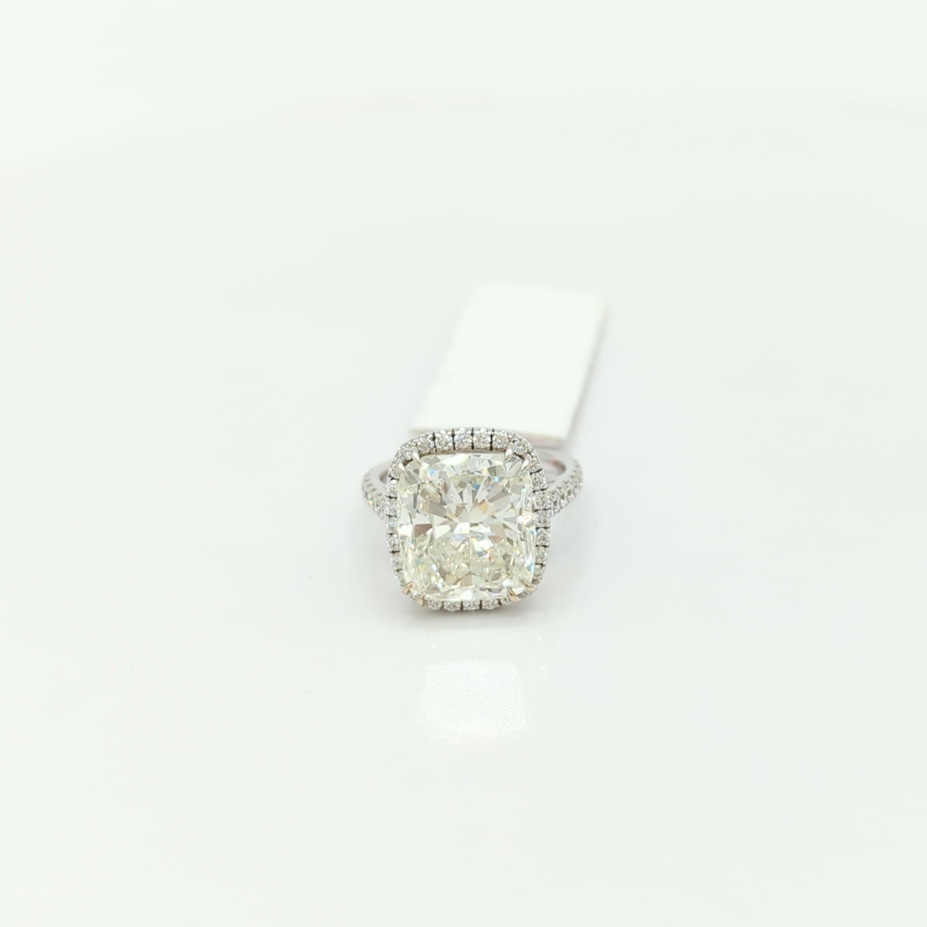 GIA 9.01 ct. K SI2 White Diamond Cushion Solitaire Ring in 18K White Gold 1