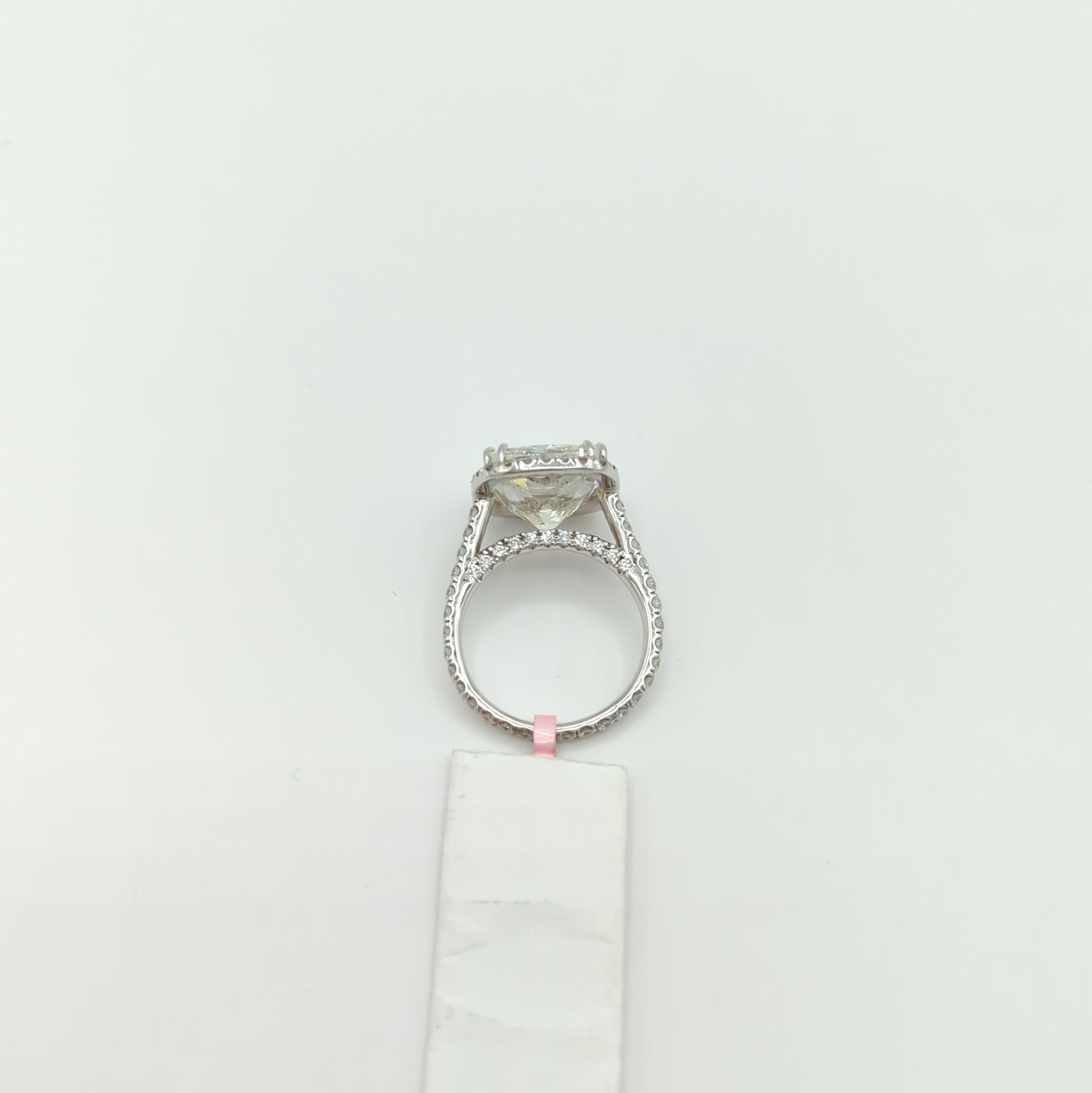 GIA 9.01 ct. K SI2 White Diamond Cushion Solitaire Ring in 18K White Gold 3