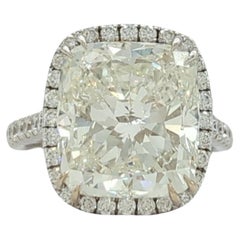 GIA 9.01 ct. Bague solitaire coussin en or blanc 18 carats avec diamants blancs K SI2