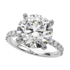 GIA 9.02ct Solitario redondo con media eternidad Anillo de diamantes de oro blanco de 18 quilates