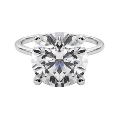 GIA 9.06ct Round Slim Band Prong Set Solitaire 18K White Gold Diamond Ring