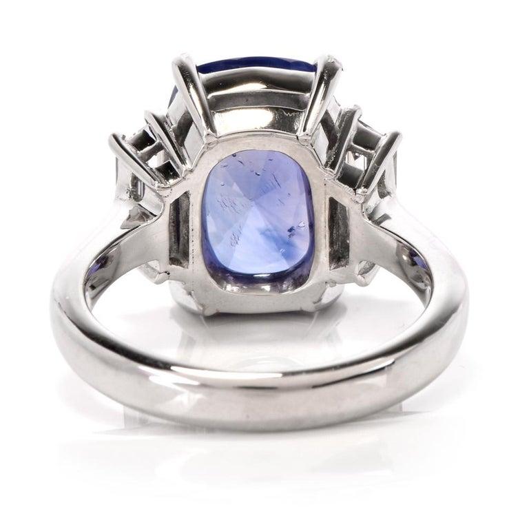 Art Deco GIA 9.07 Carat Natural No Heat Ceylon Sapphire 1.05 Carat Diamond Platinum Ring