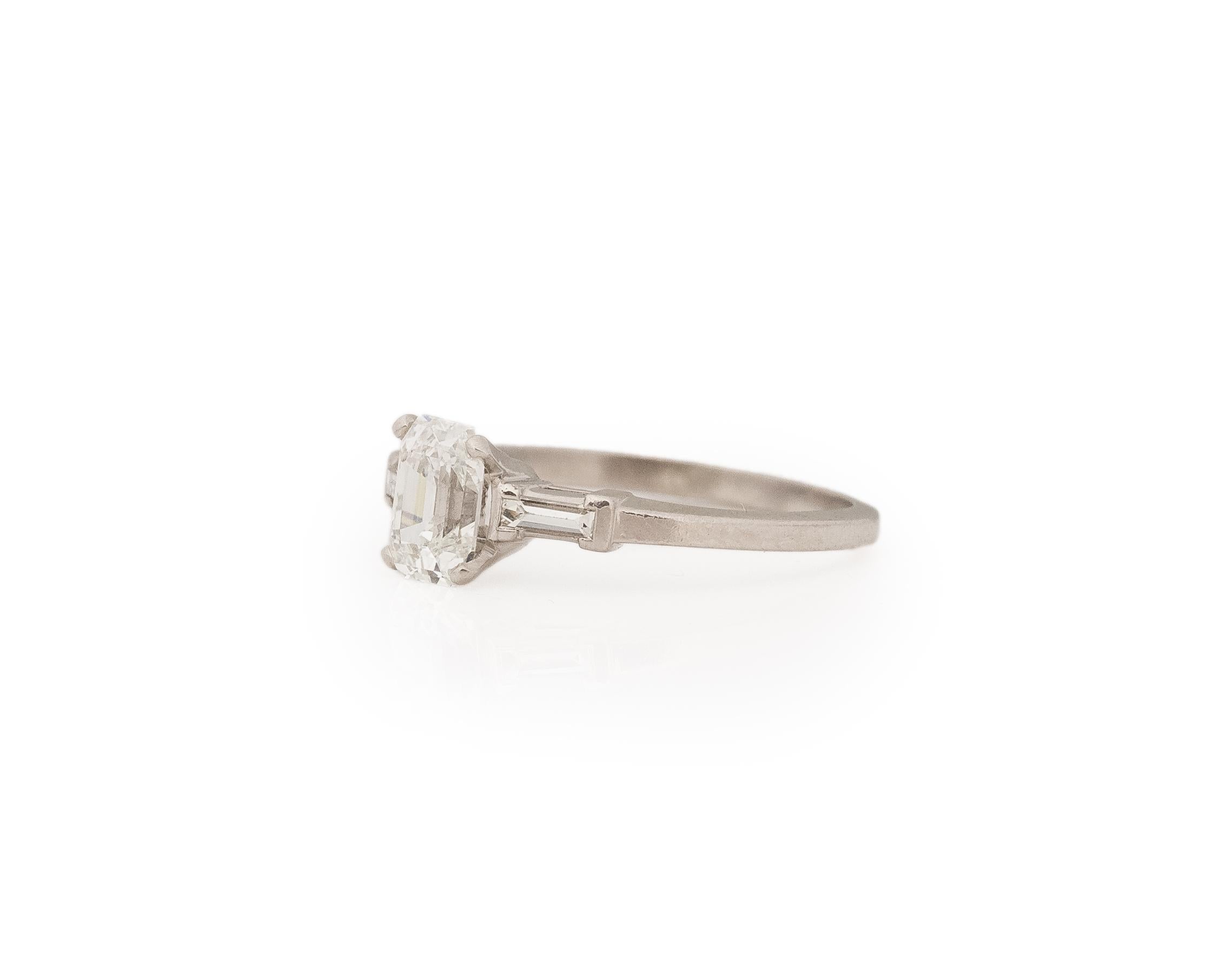 Old European Cut GIA .91 Carat Total Weight Art Deco Diamond Platinum Engagement Ring  For Sale