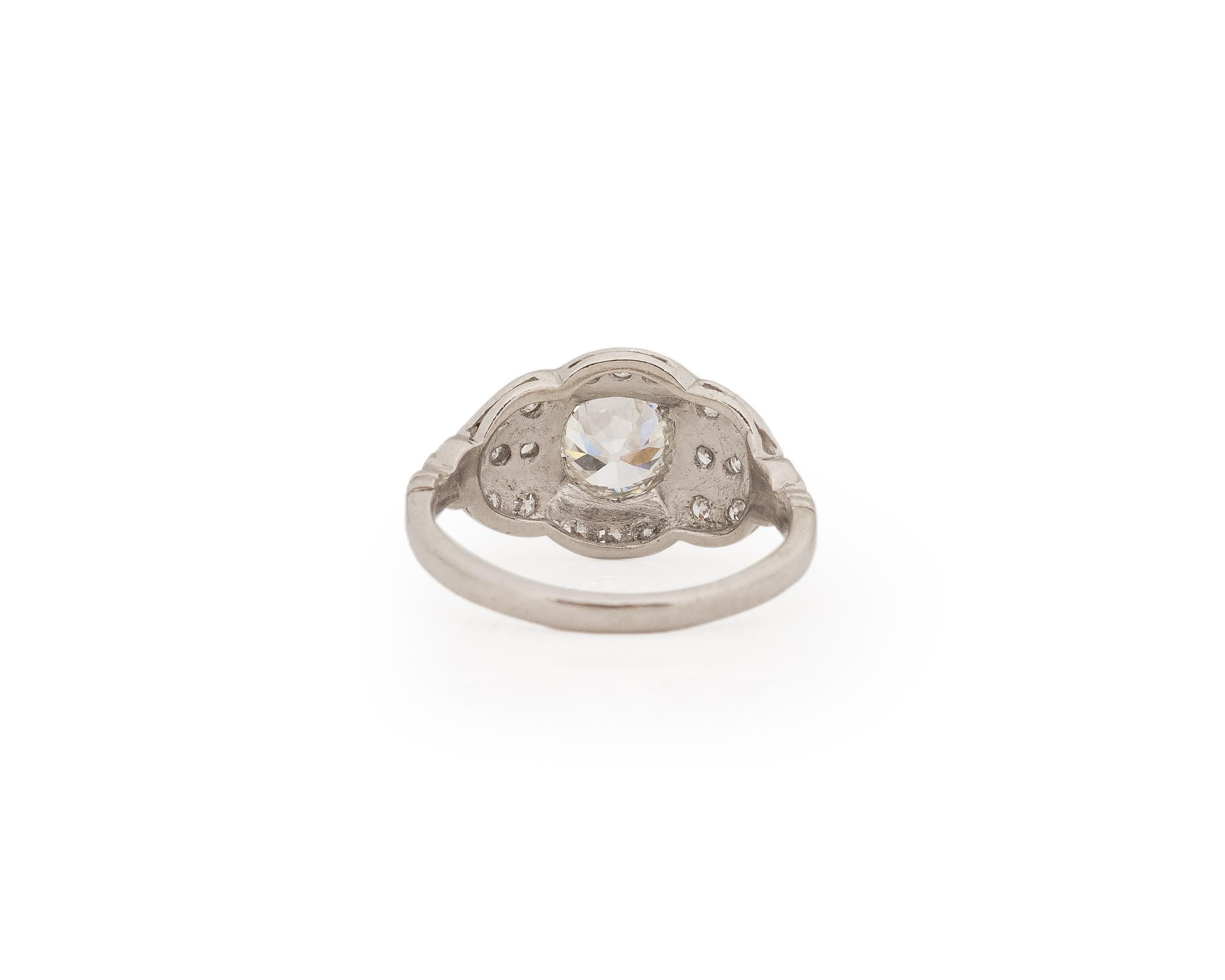 GIA .92 Carat Art Deco Diamond Platinum Engagement Ring In Good Condition For Sale In Atlanta, GA