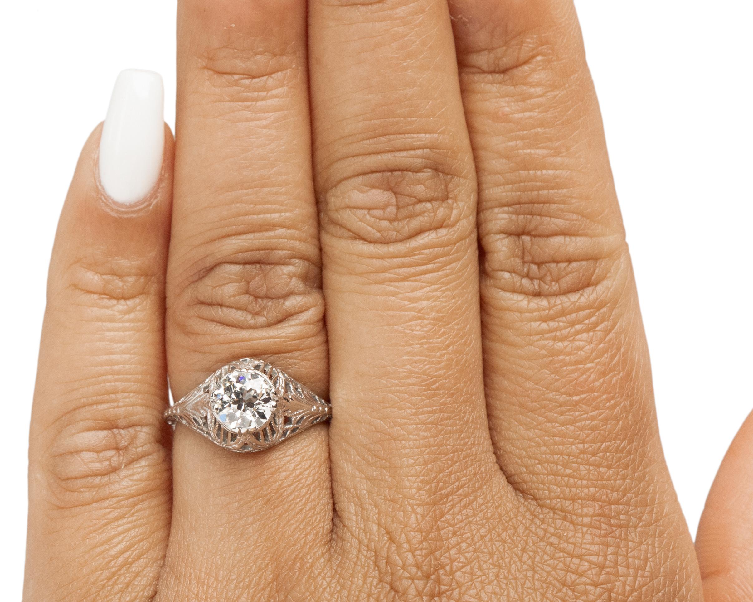 Women's GIA .92 Carat Art Deco Diamond Platinum Engagement Ring For Sale
