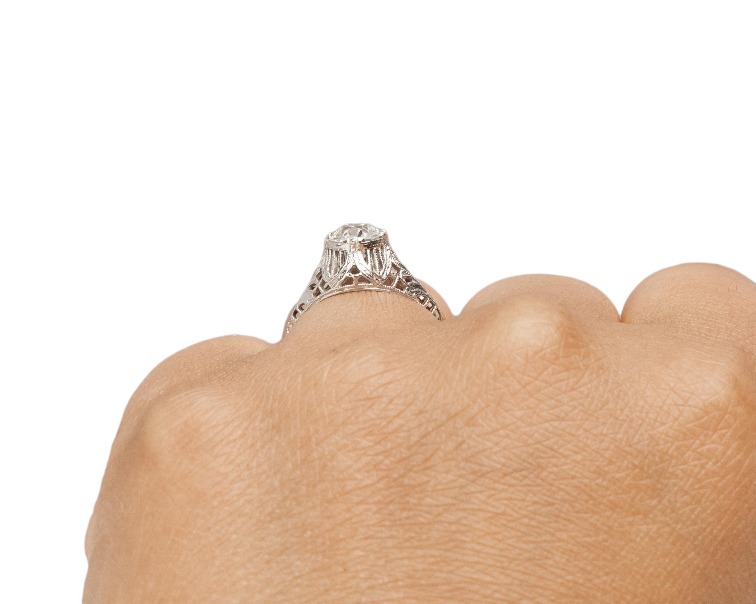 GIA .92 Carat Art Deco Diamond Platinum Engagement Ring For Sale 1