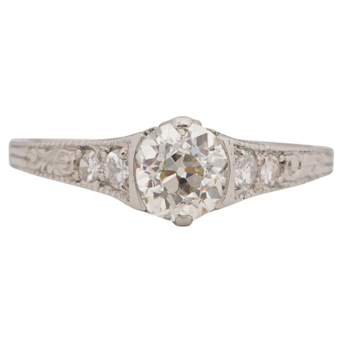 GIA .92 Carat Art Deco Diamond Platinum Engagement Ring