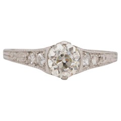 GIA .92 Carat Art Deco Diamond Platinum Engagement Ring