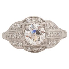 GIA Bague de fiançailles en platine avec diamant Art déco de 0,92 carat