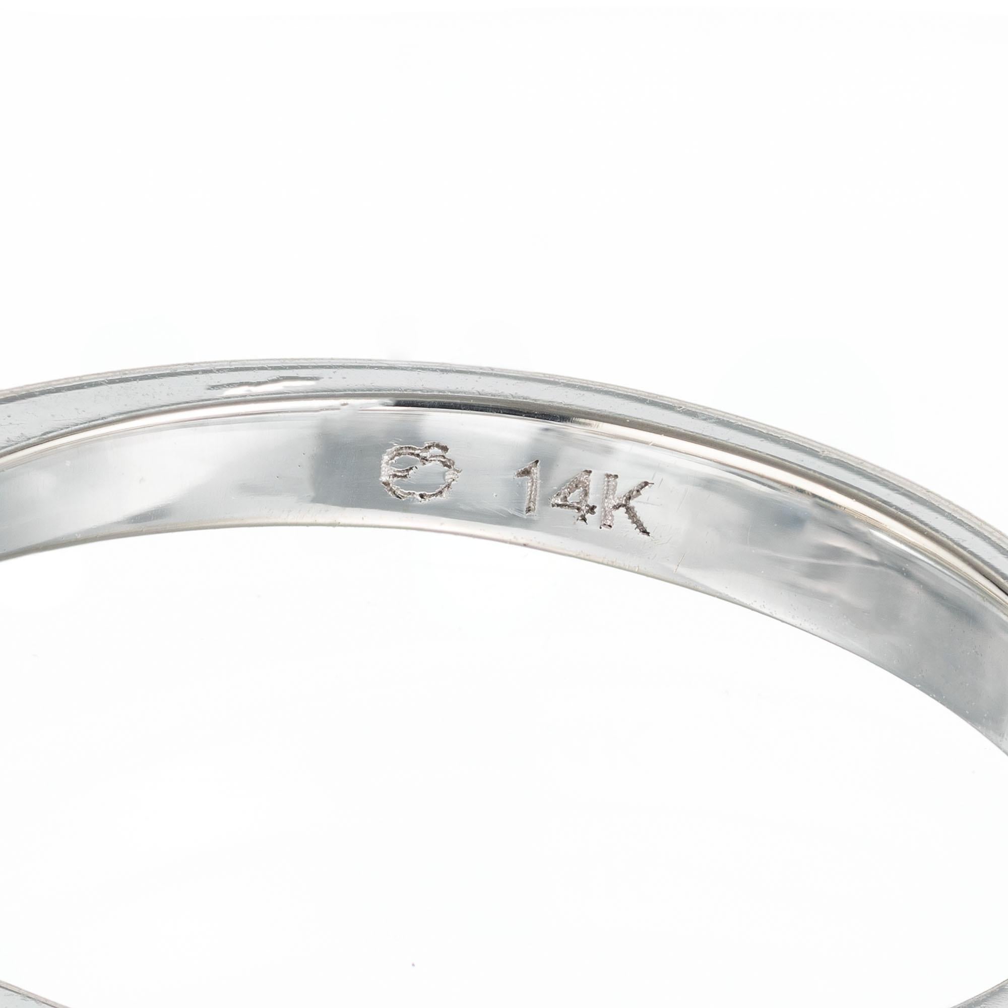 GIA .92 Carat Royal Blue Sapphire White Gold Diamond Three-Stone Engagement Ring For Sale 1