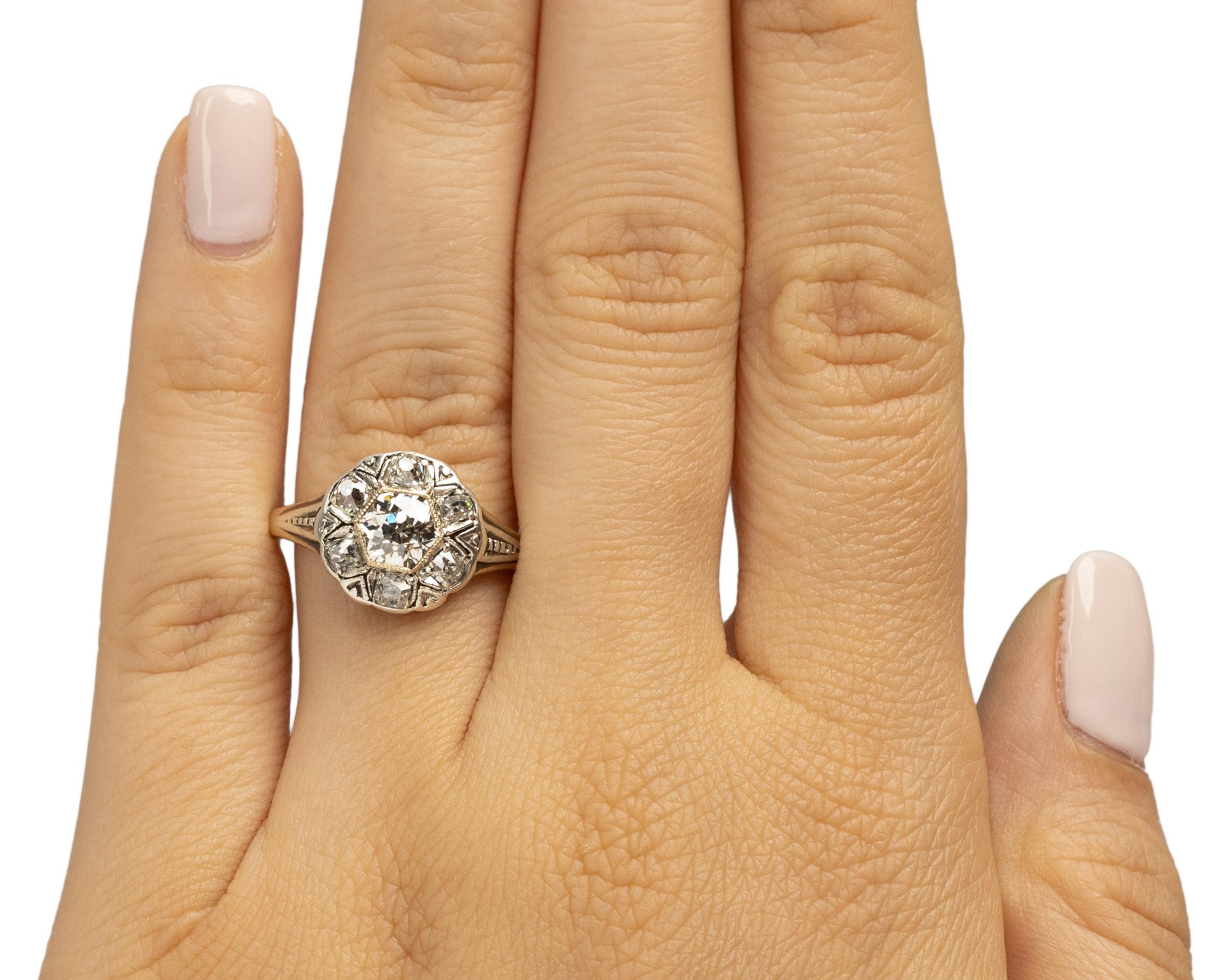 Women's GIA .93 Carat Edwardian Diamond 14 Karat Yellow Gold Engagement Ring For Sale