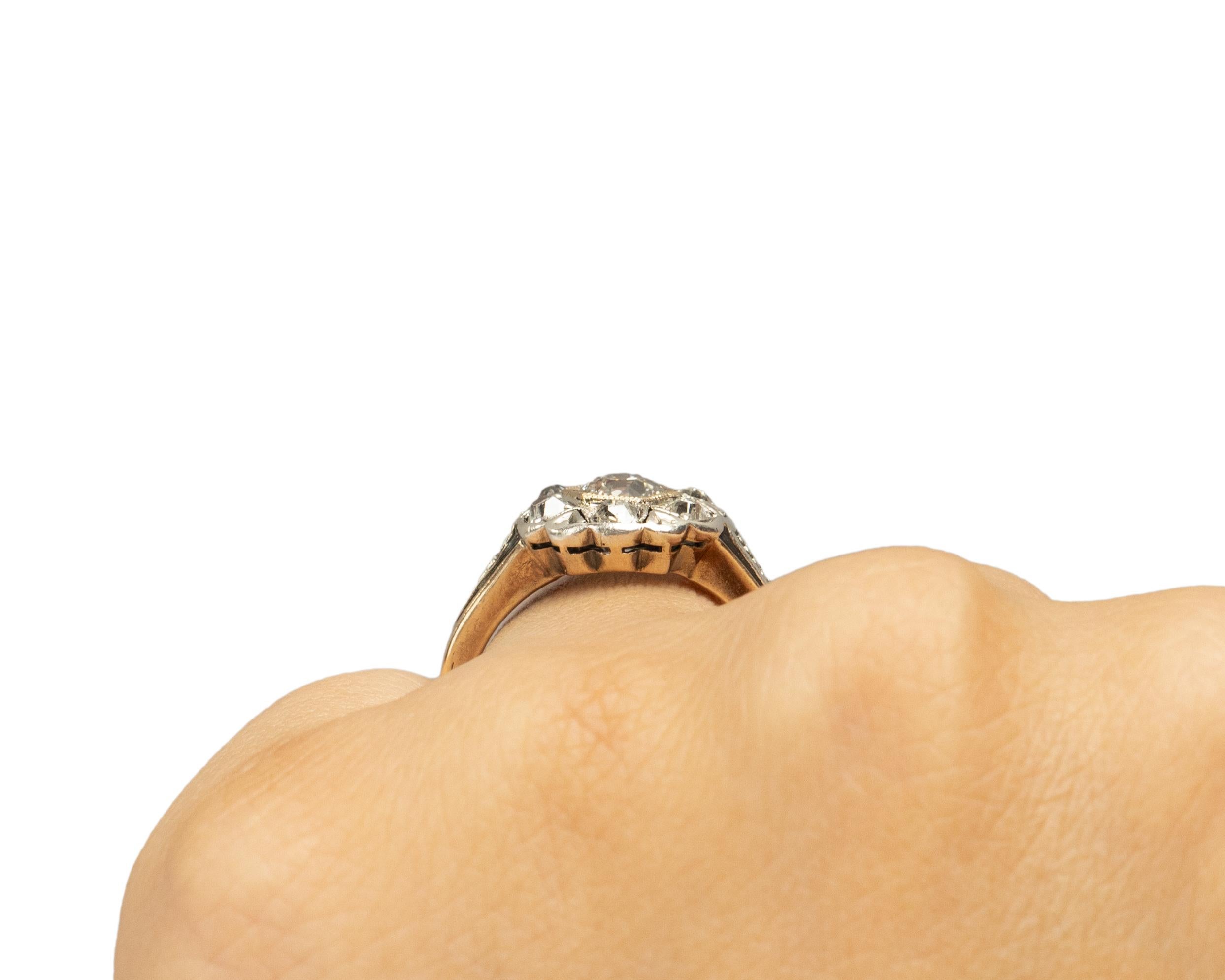 GIA .93 Carat Edwardian Diamond 14 Karat Yellow Gold Engagement Ring For Sale 1
