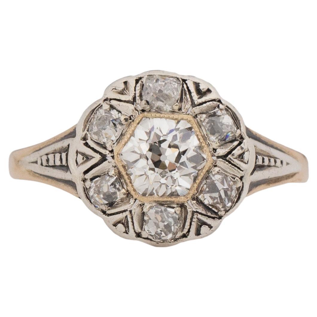 GIA .93 Carat Edwardian Diamond 14 Karat Yellow Gold Engagement Ring For Sale