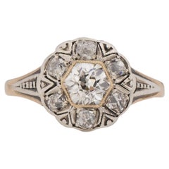Antique GIA .93 Carat Edwardian Diamond 14 Karat Yellow Gold Engagement Ring