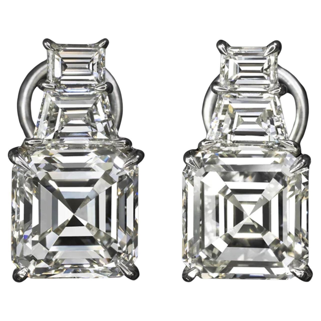 Pendientes de diamante esmeralda cuadrado de 9.34 quilates GIA