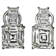 GIA 9.34 Karat Quadratische Smaragd-Diamant-Ohrringe