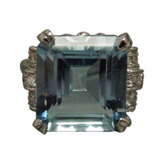 GIA 9,50 Karat quadratischer Aquamarin-Ring