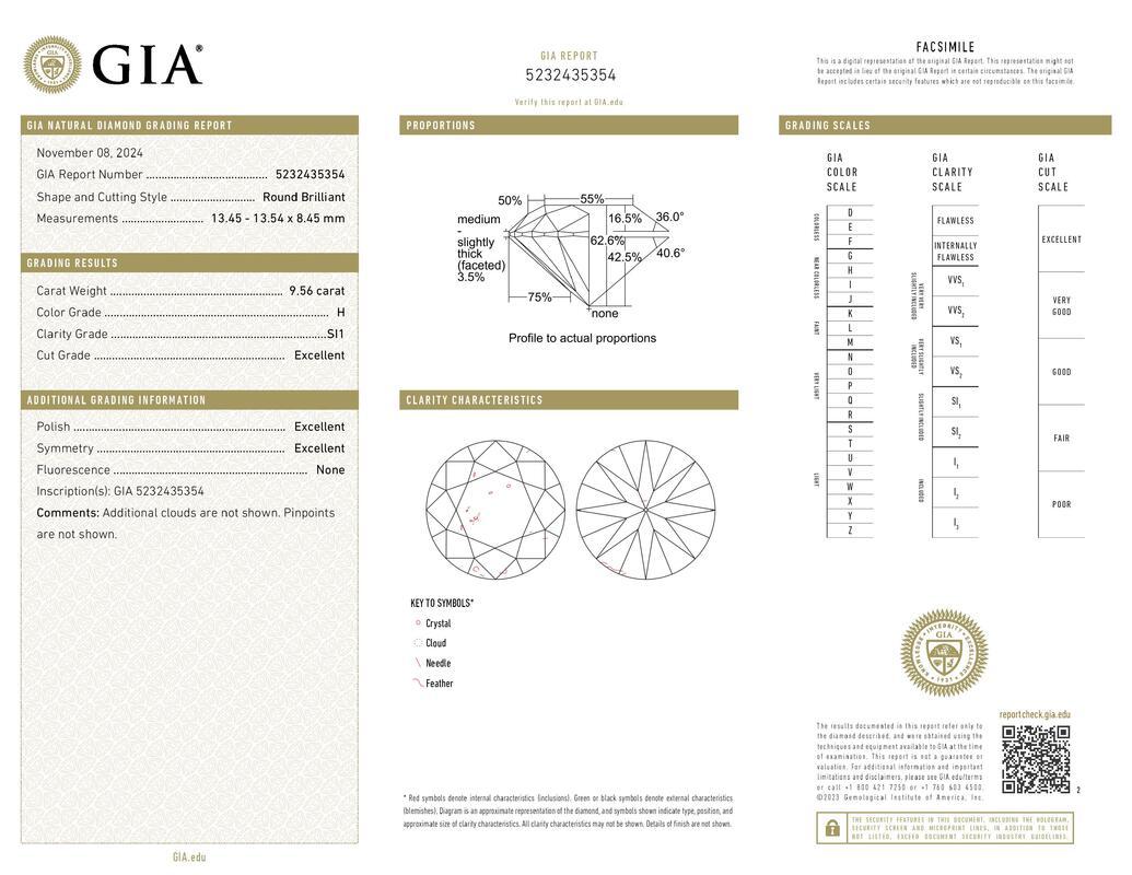 GIA 9,56ct Runder Dreistein konisch zulaufender Baguette 18K Weißgold Diamantring (Zeitgenössisch) im Angebot