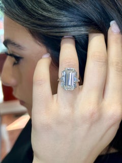 Elongated Emerald Cut GIA 9.63ct Antique Art Deco Ring Statement Piece