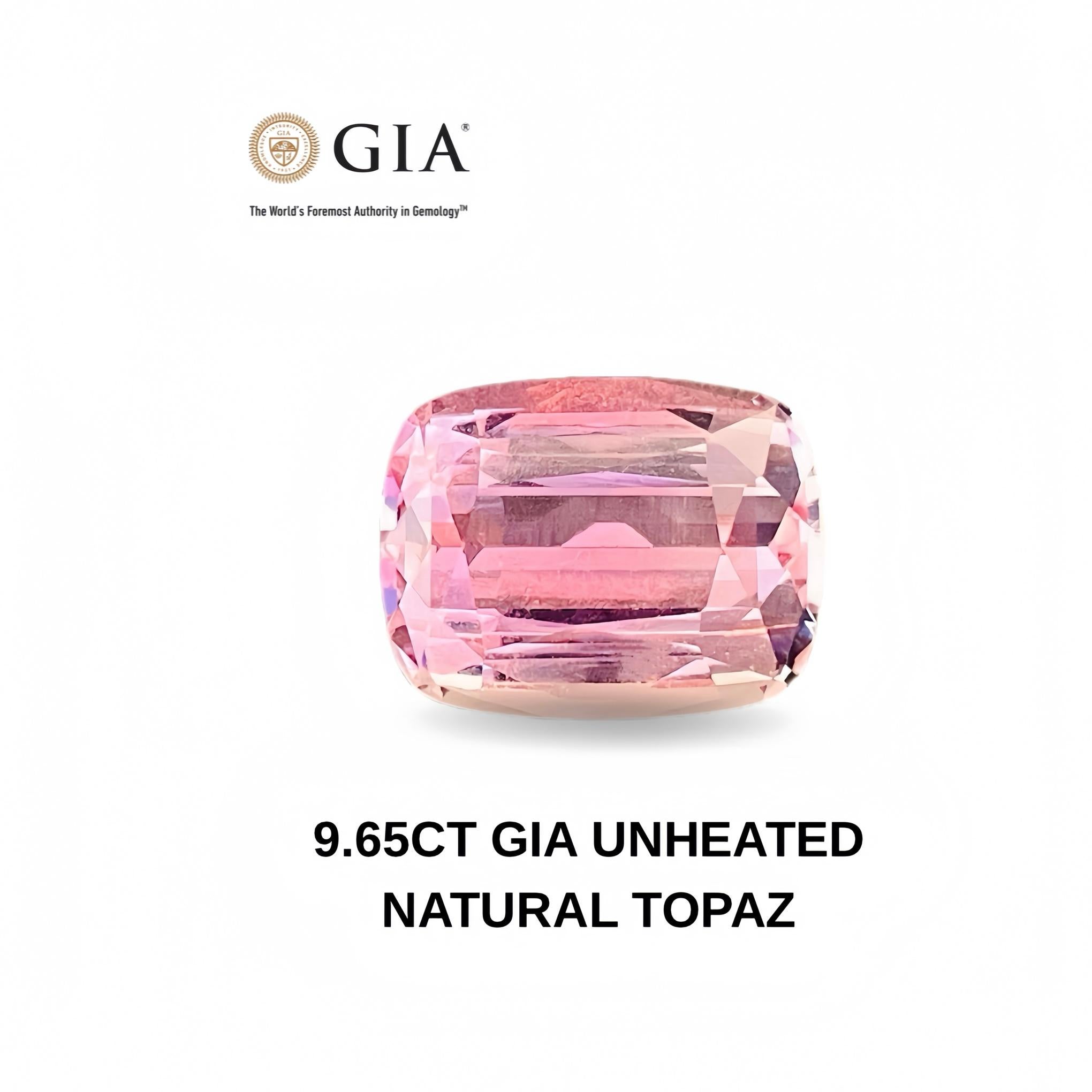 GIA 9,65 carats rare topaze impériale rose de couleur naturelle du Brésil en vente 1