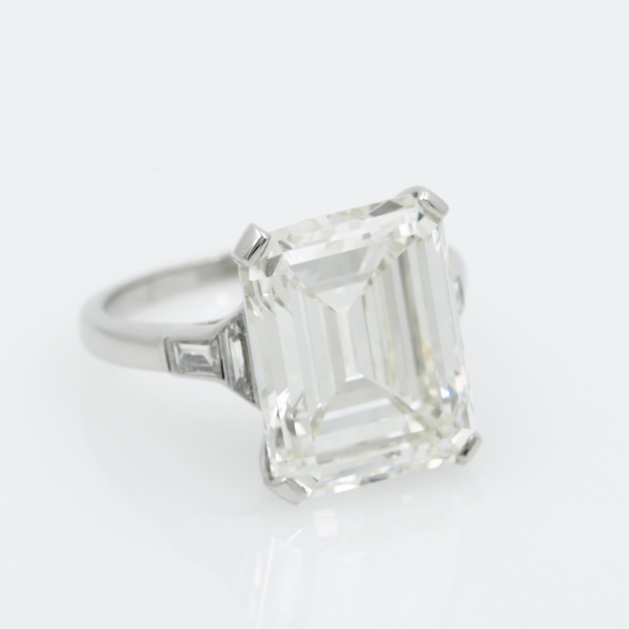 Modern GIA 9.66 Carat Emerald Cut and 5-Stone Diamond Ring