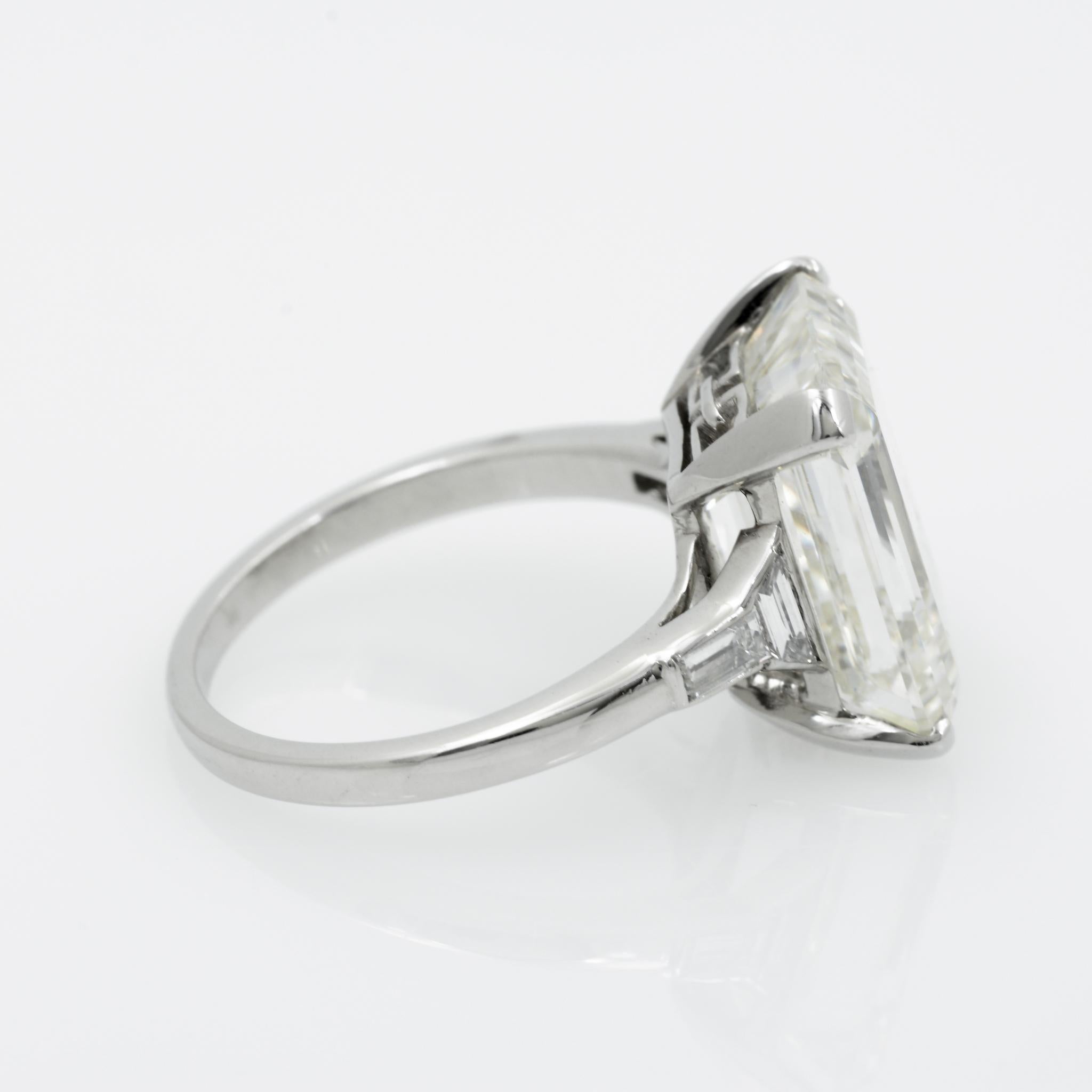 GIA 9.66 Carat Emerald Cut and 5-Stone Diamond Ring 1