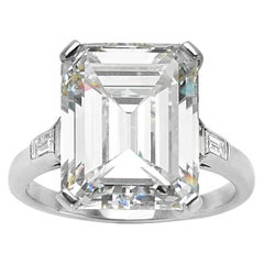 5 stone emerald cut diamond ring GIA 9.66 Carat Emerald Cut and 5-Stone Diamond Ring