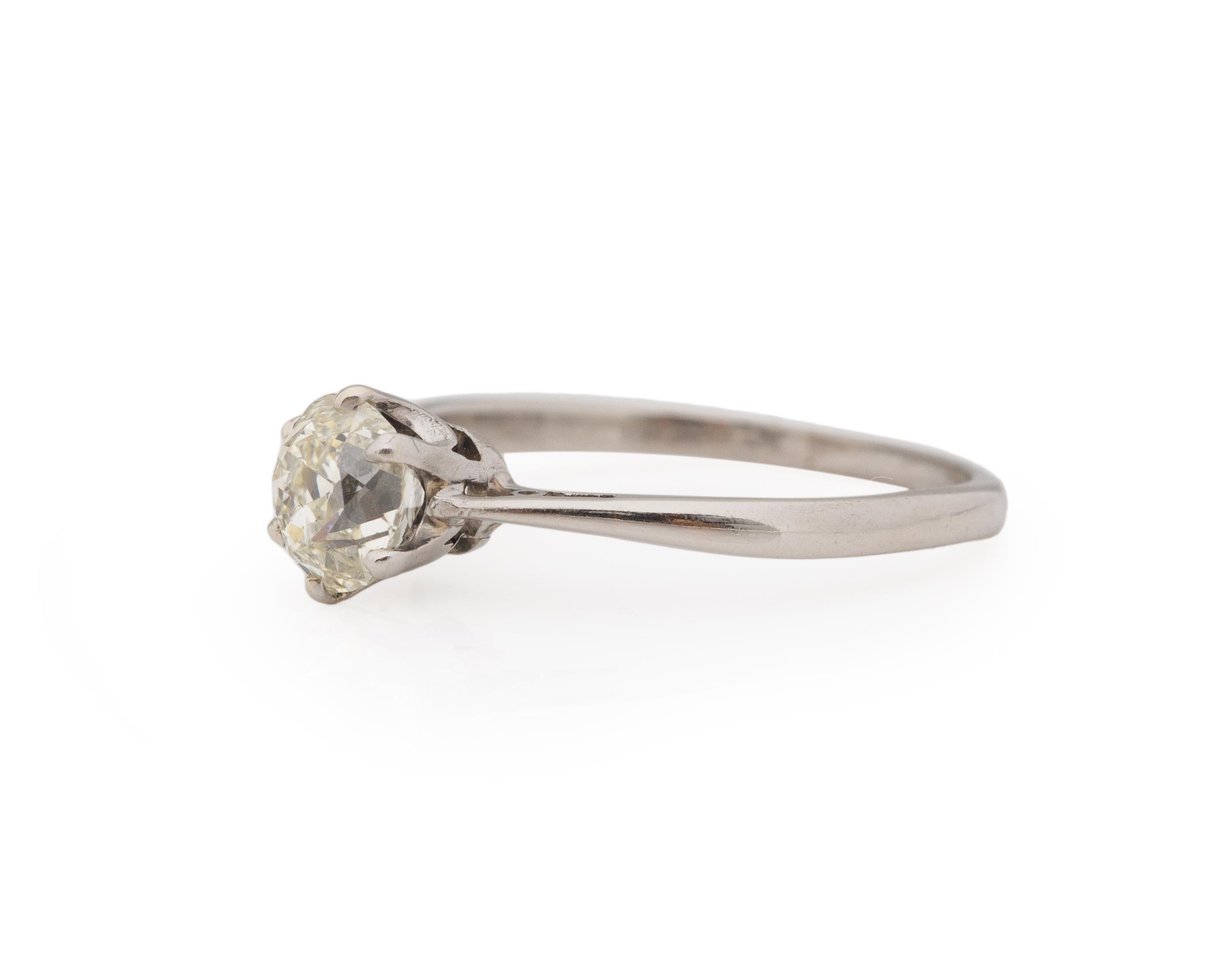 GIA Anillo de compromiso de platino con diamantes Art Decó de 0,97 quilates Corte europeo antiguo en venta