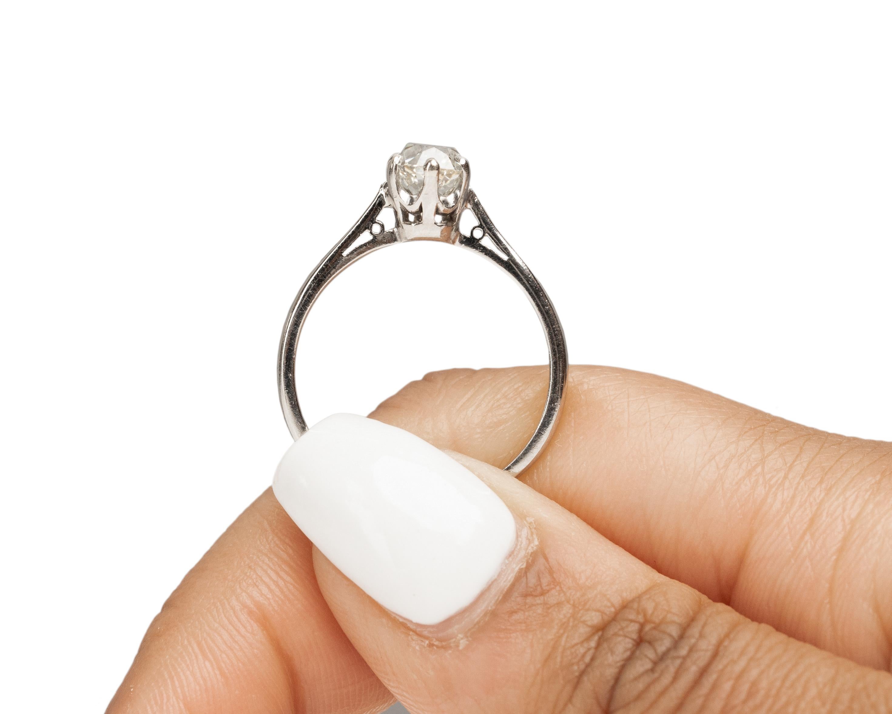 GIA Anillo de compromiso de platino con diamantes Art Decó de 0,97 quilates en venta 3