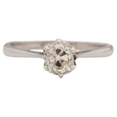 GIA .97 Carat Art Deco Diamond Platinum Engagement Ring
