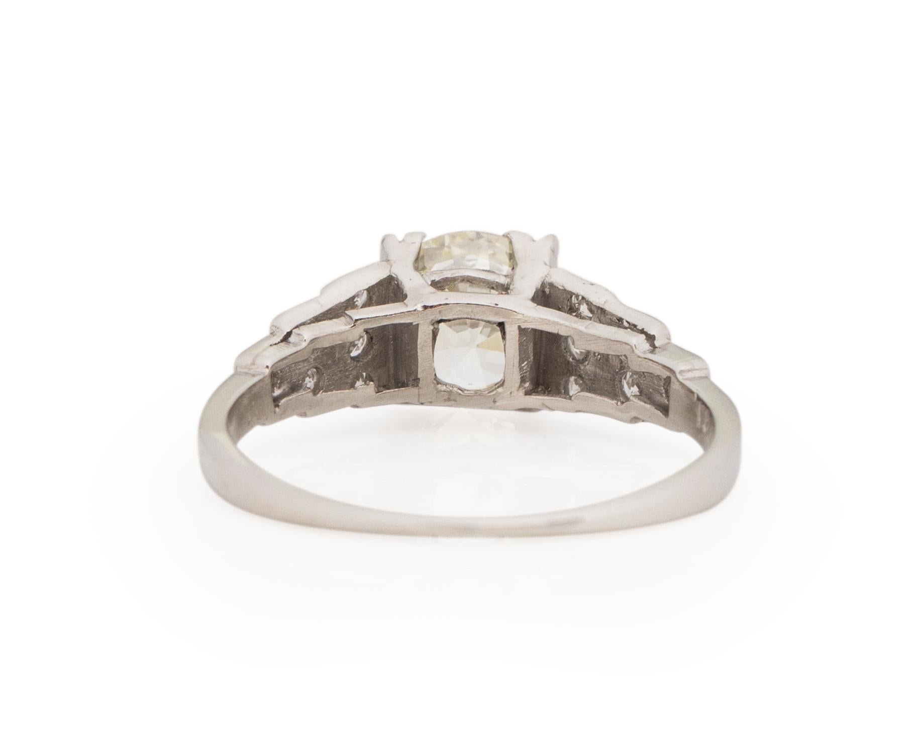 Old European Cut GIA .98 Carat Art Deco Diamond Platinum Engagement Ring For Sale