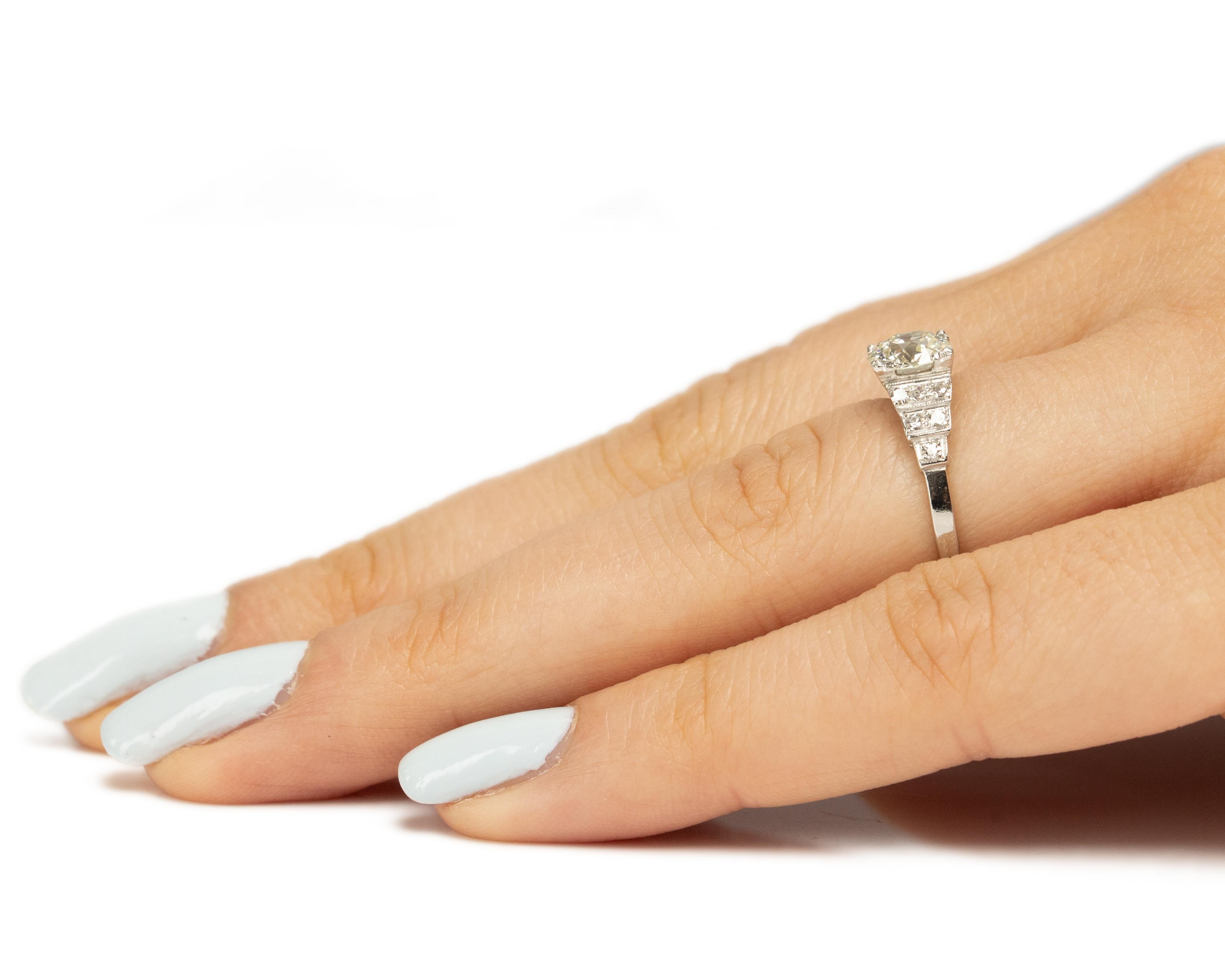GIA .98 Carat Art Deco Diamond Platinum Engagement Ring In Good Condition For Sale In Atlanta, GA
