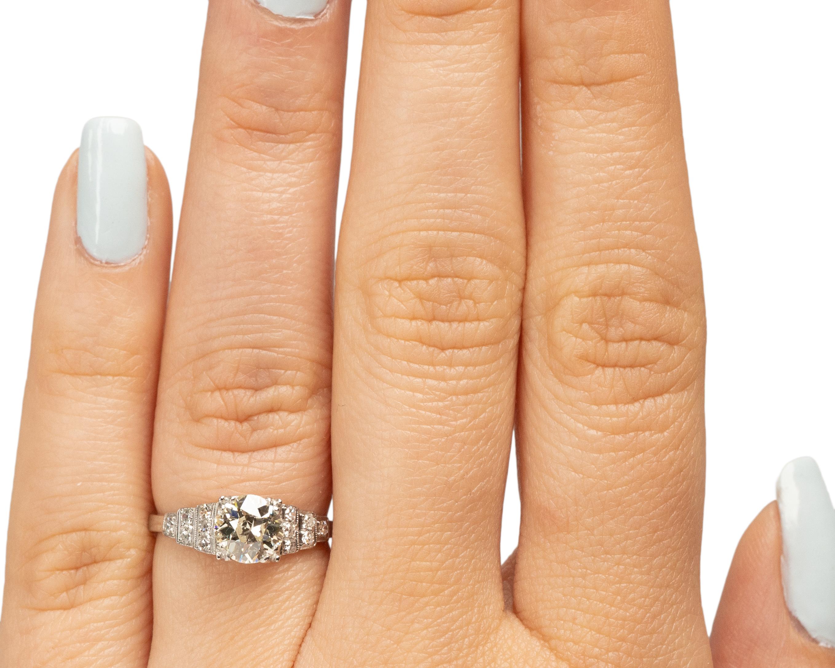 Women's GIA .98 Carat Art Deco Diamond Platinum Engagement Ring For Sale