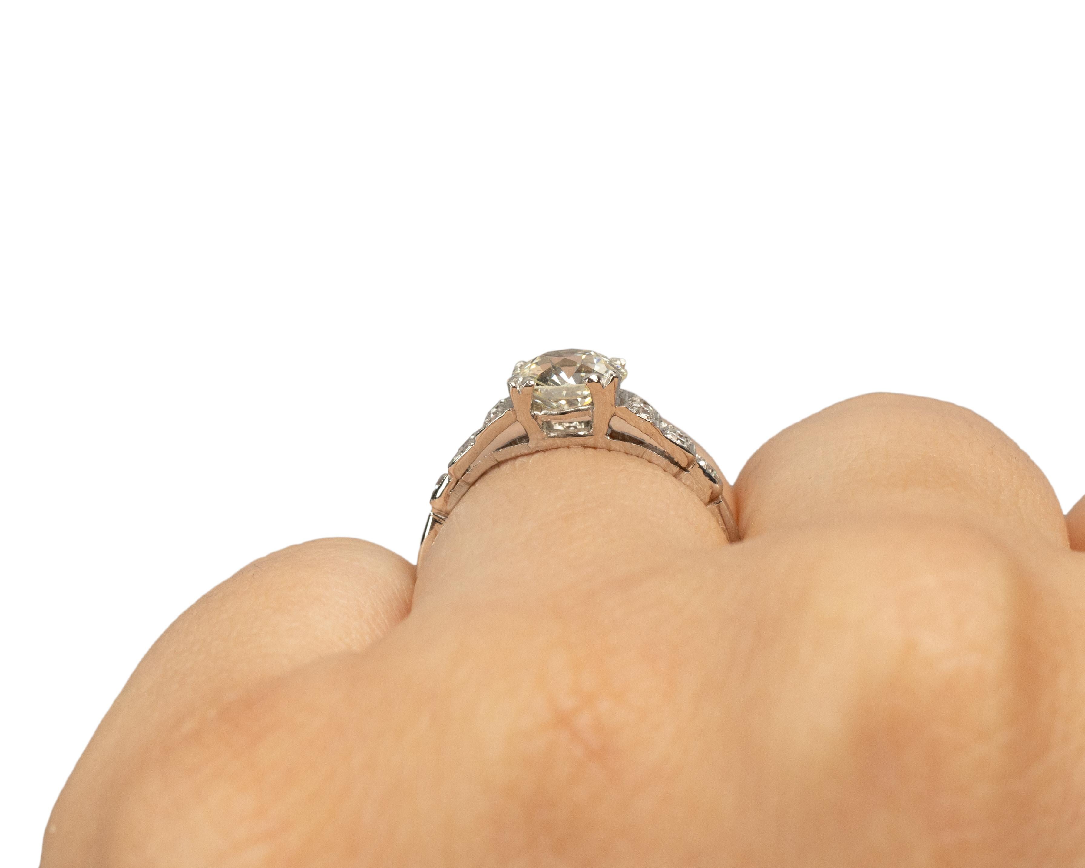 GIA .98 Carat Art Deco Diamond Platinum Engagement Ring For Sale 1