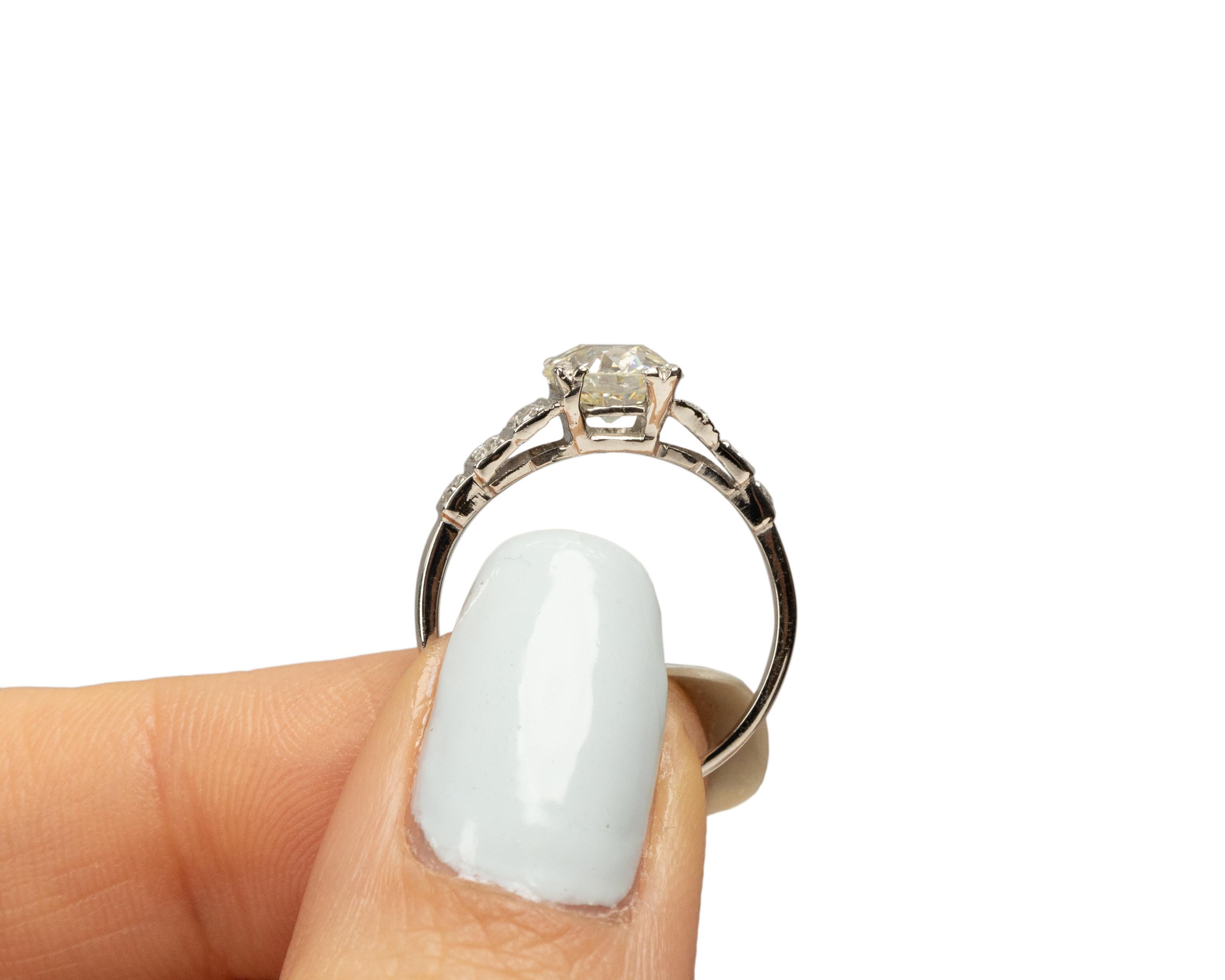 GIA .98 Carat Art Deco Diamond Platinum Engagement Ring For Sale 2