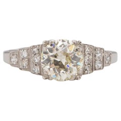 GIA .98 Carat Art Deco Diamond Platinum Engagement Ring