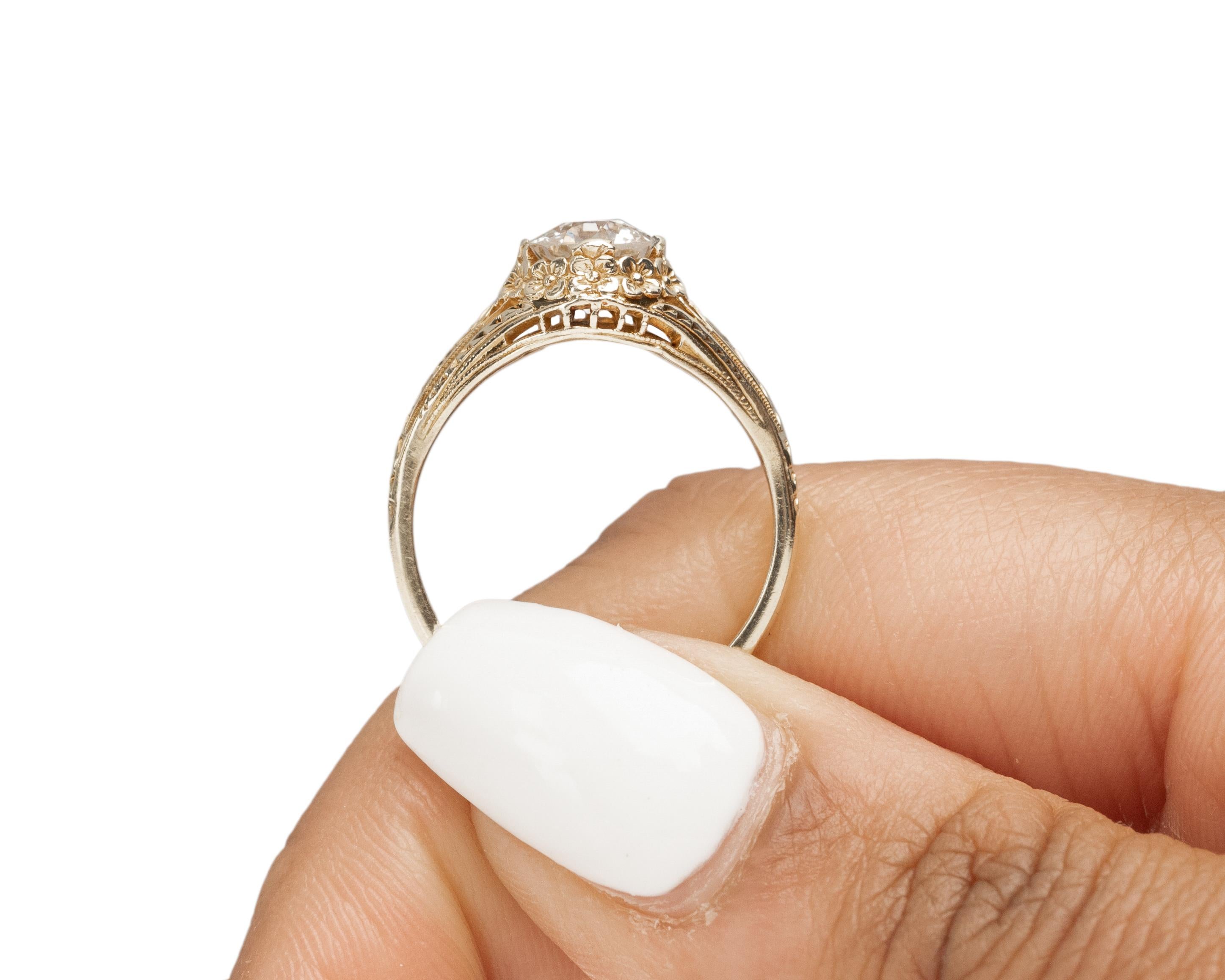 GIA .98 Carat Edwardian Diamond 14 Karat Yellow Gold Engagement Ring 2