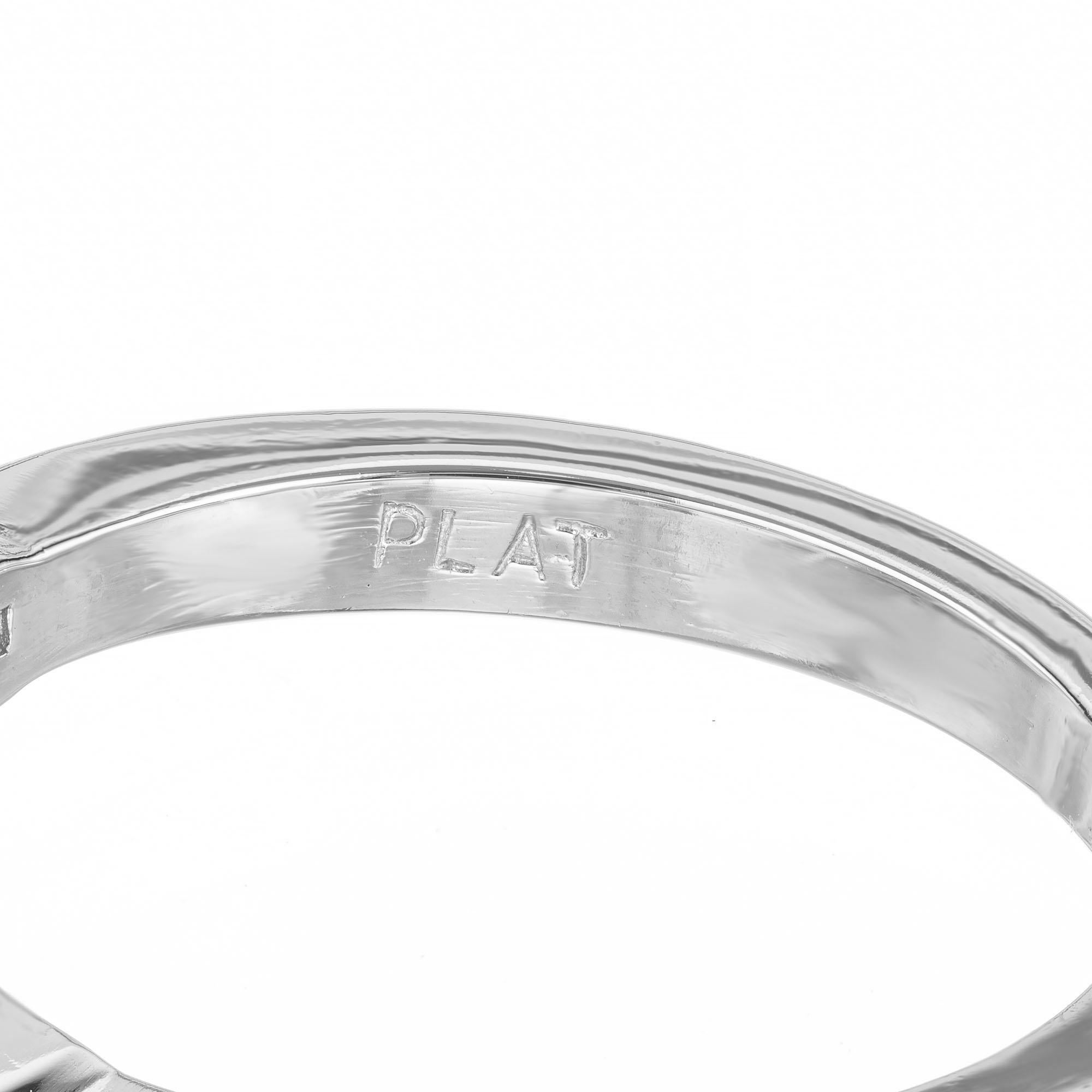 GIA .99 Carat Princess Cut Diamond Platinum Three-Stone Engagement Ring For Sale 1