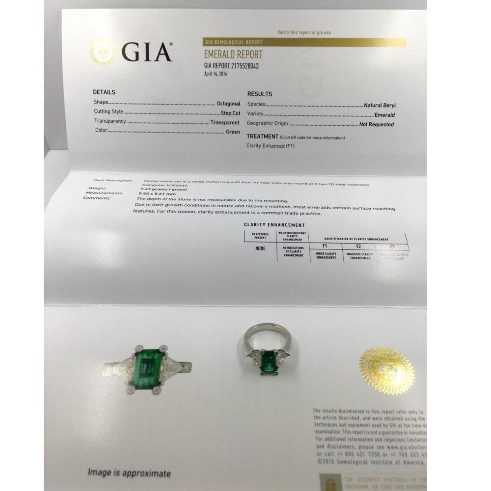 GIA AAAAA+ Finest Natural Beryl Emerald Diamond Platinum Ring For Sale 1