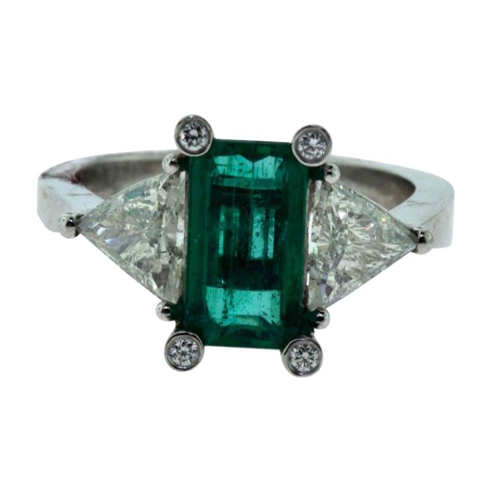GIA AAAAA+ Finest Natural Beryl Emerald Diamond Platinum Ring For Sale