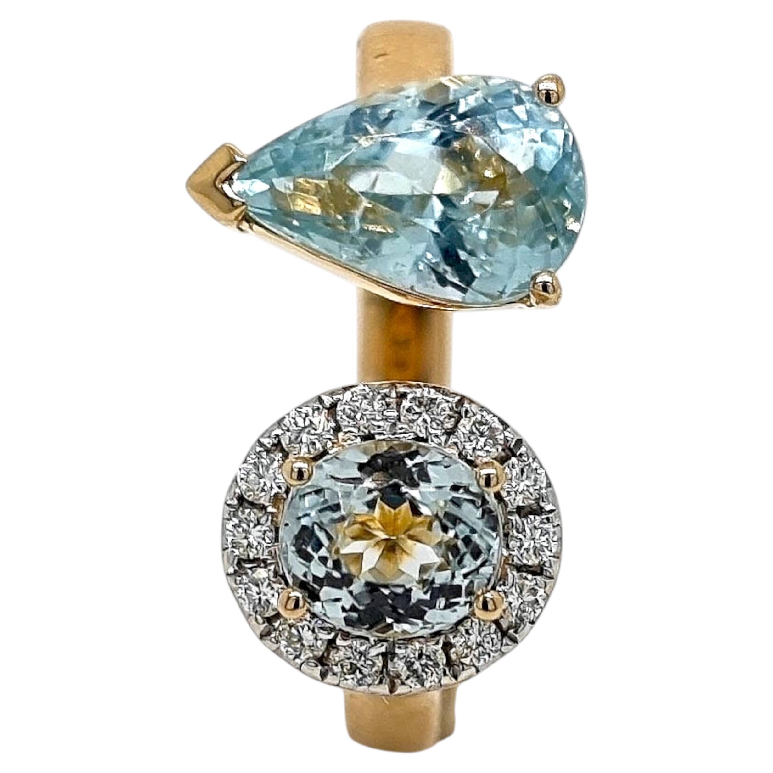 Anello in oro giallo con diamante rotondo certificato GIA AAP da 2.64 carati di tormalina Paraiba in vendita