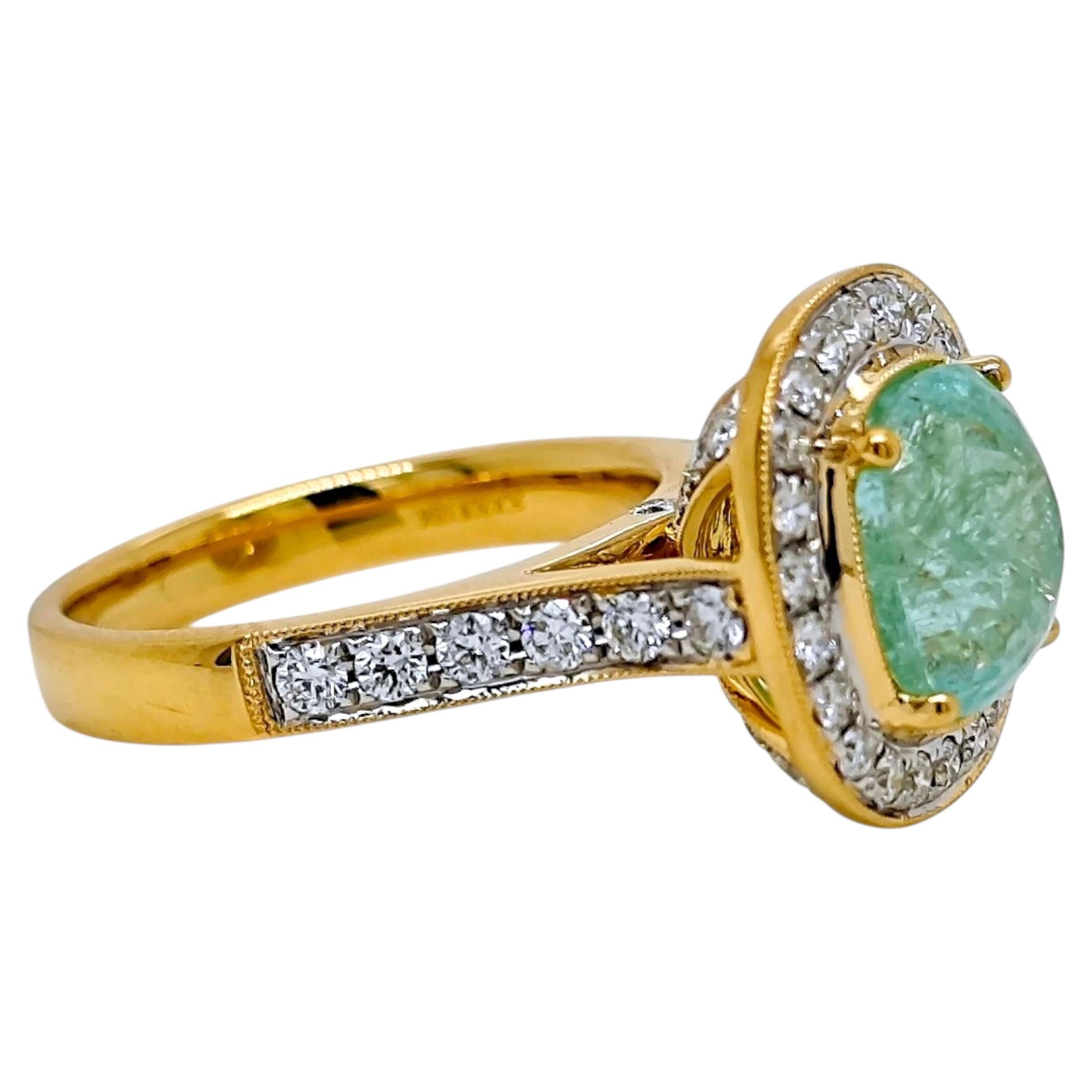 Anello in oro giallo con diamante rotondo certificato GIA AAP da 5,52 carati di tormalina Paraiba