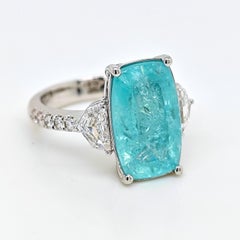 GIA AAP Certified 7.58 ct Paraiba Tourmaline Fancy Diamond White Gold Ring