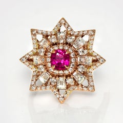 GIA Afghanistan 0.59 Ct 18K Rose Gold Vivid Purplish Red Ruby Engagement Ring