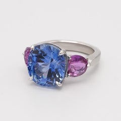 GIA & AGL Certified 10.82 Carat Sri Lankan Cushion Cut Sapphire Ring