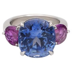 Anello con zaffiro dello Sri Lanka da 10,82 carati con taglio a cuscino, certificato GIA e AGL
