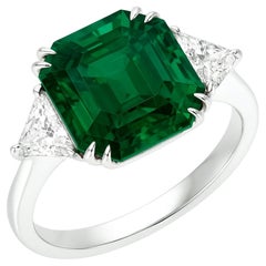 Bague en platine certifiée GIA AGL avec émeraude colombienne Muzo de 6,25 carats