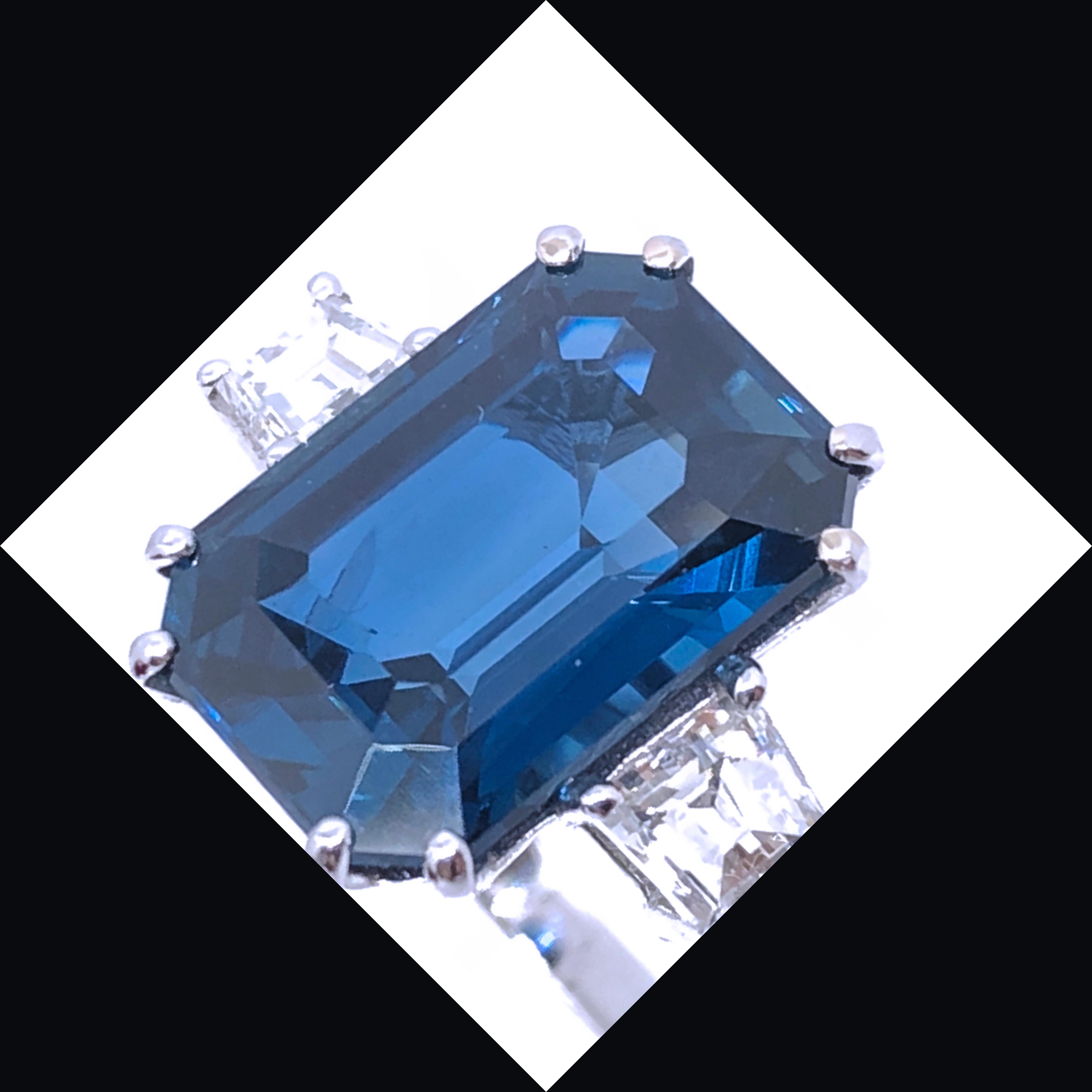 GIA AGL Certified 7.92 Carat No Heat Octagonal Cut Siam Sapphire Diamond Ring 3