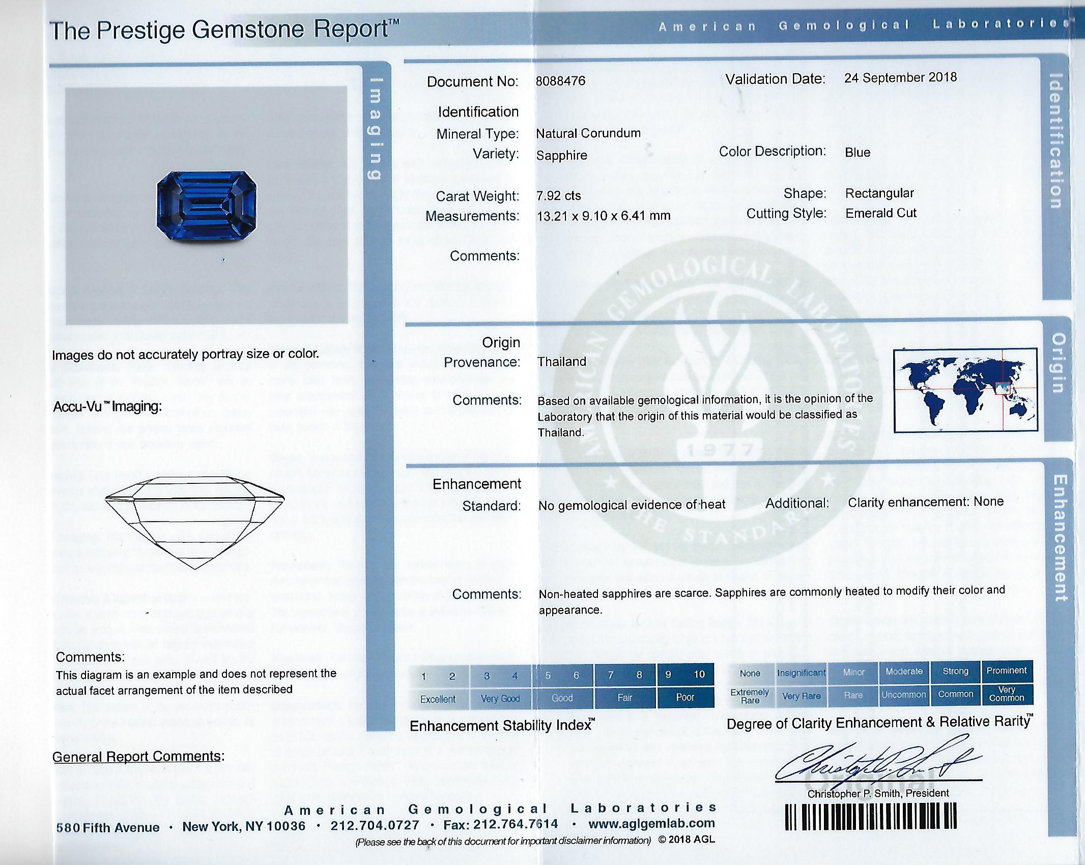GIA AGL Certified 7.92 Carat No Heat Octagonal Cut Siam Sapphire Diamond Ring 5