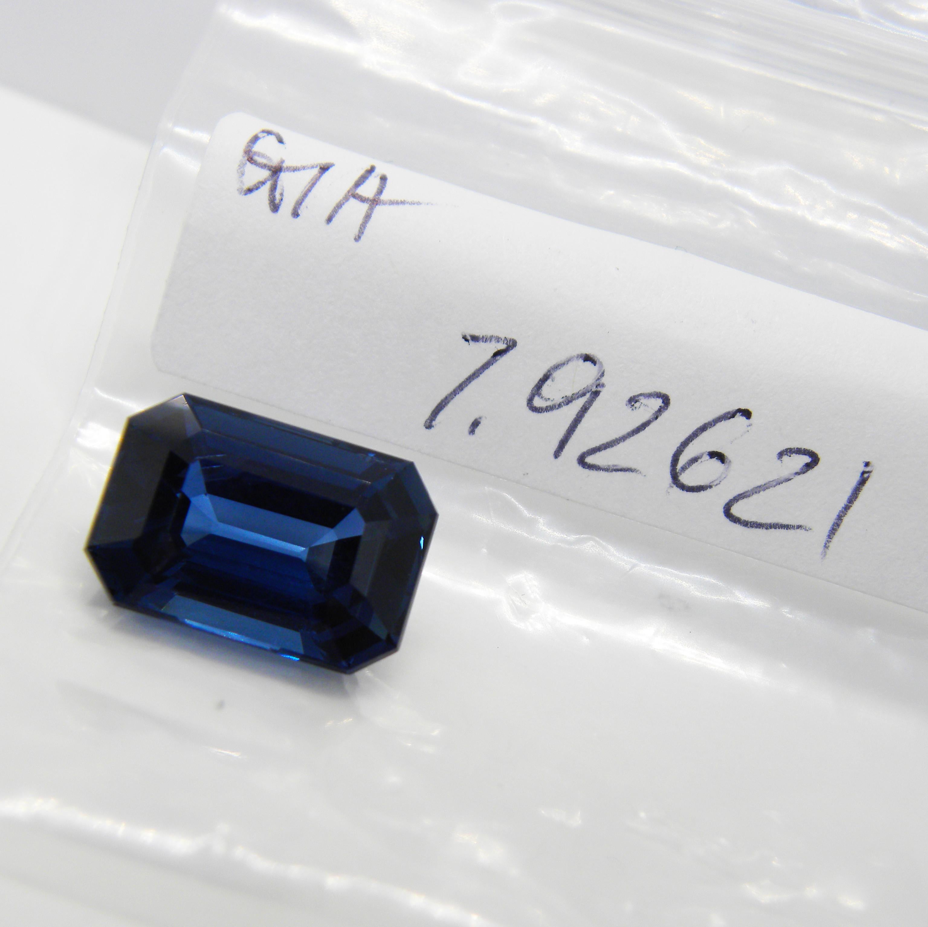 GIA AGL Certified 7.92 Carat No Heat Octagonal Cut Siam Sapphire Diamond Ring 6